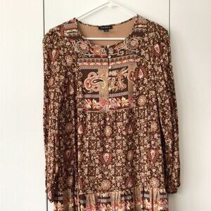 Brown loose Tribal tunic dress